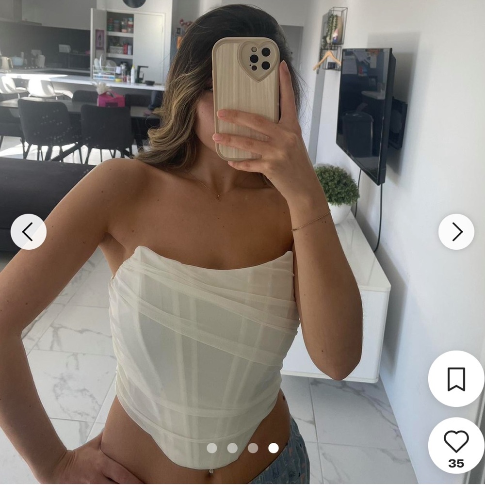 NWT White Strapless Women's mesh corset Top